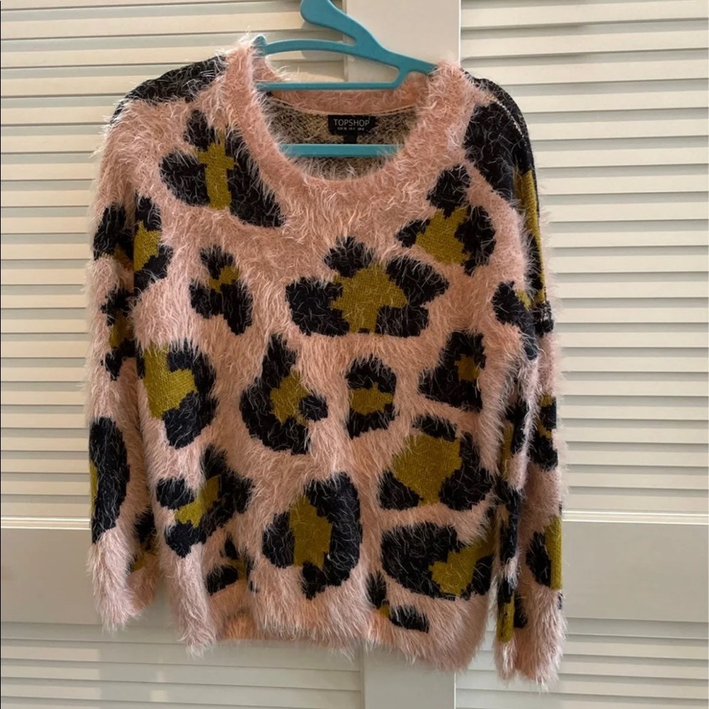 Top Shop fuzzy animal print sweater